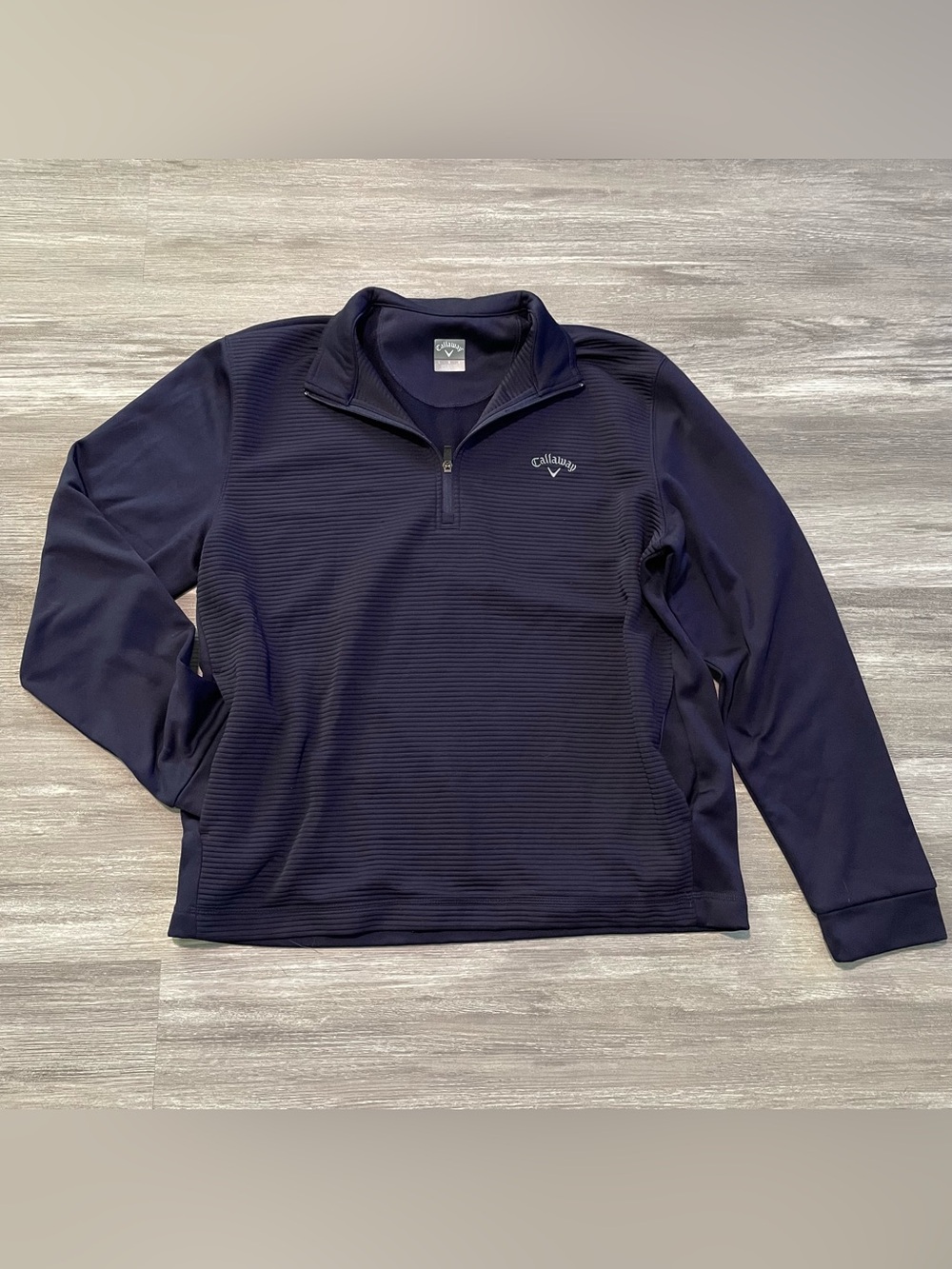 Callaway Navy Men’s Quarter Zip Pullover Textured Golf Performance Jacket Large